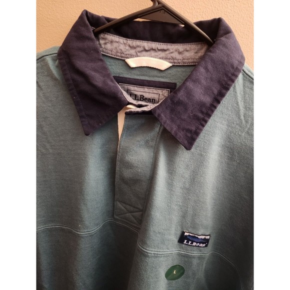 Men's L.L. Bean Traditional Fit Henley Shirt Size L Regular Teal Blue - Picture 5 of 5